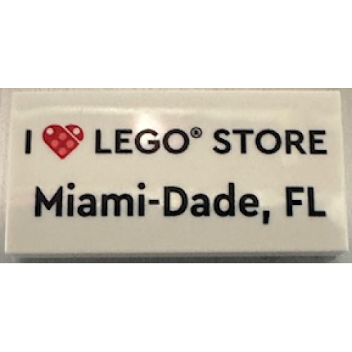 Деталь LEGO 87079pb1505 Tile 2 x 4 with 'I Heart LEGO STORE Miami-Dade, FL' Pattern