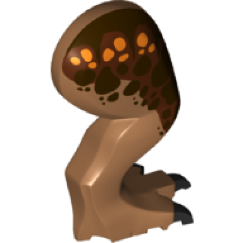 Деталь LEGO 98062c01pb06 Dinosaur Leg Large (Rear) Tyrannosaurus rex Right with Black Pin with Black Claws and Dark Brown and Orange Spots over Reddish Brown Pattern