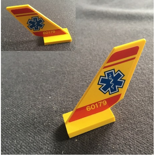 Деталь LEGO 6239pb077 Tail Shuttle with EMT Star of Life, Red Stripes, '60179' Pattern on Both Sides (Stickers) - Set 60179