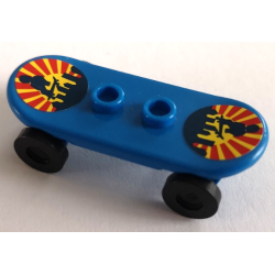 Minifigure, Utensil Skateboard Deck with City Skyline Sunset and Skateboarder Pattern (Stickers) with Black Wheels (42511pb08 / 2496) - Set 8403