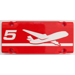Technic, Panel Plate 5 x 11 x 1 with White Airplane, Stripe and Number 5 Pattern Model Right Side (Sticker) - Set 42068