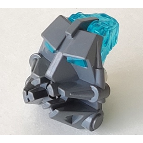 Деталь LEGO 32553c08 Bionicle Head Connector Block 3 x 4 x 1 2/3 with Trans-Light Blue Eye / Brain Stalk (32553 / 32554)