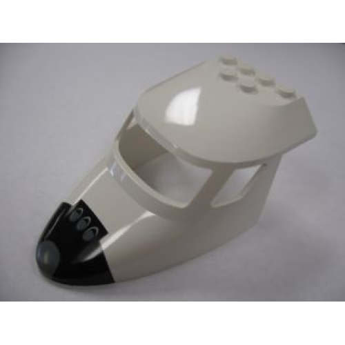 Деталь LEGO 87613pb004 Aircraft Fuselage Forward Top Curved 6 x 10 x 4 with 3 Window Panes with Black Space Shuttle Nose Pattern