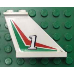 Tail 4 x 1 x 3 with White Number 1 on Red and Green Chevrons Pattern on Right Side (Sticker) - Set 6543 Tail 4 x 1 x 3 with White Number 1 on Red and Green Chevrons Pattern on Right Side (Sticker) - Set 6543