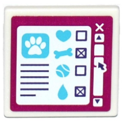 Road Sign 2 x 2 Square with Open O Clip with Paw Print, Heart, Bone, Tennis Ball and Water Drop on Computer Screen Pattern (Sticker) - Set 41124