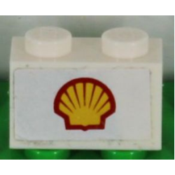 Brick 1 x 2 with Medium Shell Logo Pattern (Sticker) - Set 1256
