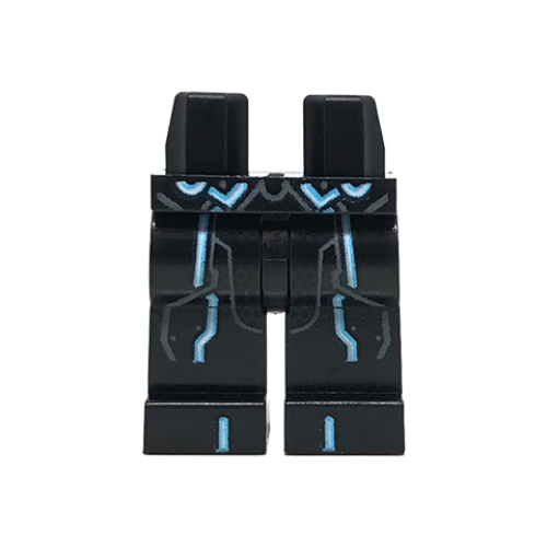Деталь LEGO 970c00pb0797 Hips and Legs with Vertical White and Blue Lines and Dark Bluish Gray Circuit Pattern