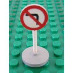 Road Sign with Post, Round with Left Turn Prohibited Pattern, Type 2 Base Road Sign with Post, Round with Left Turn Prohibited Pattern, Type 2 Base