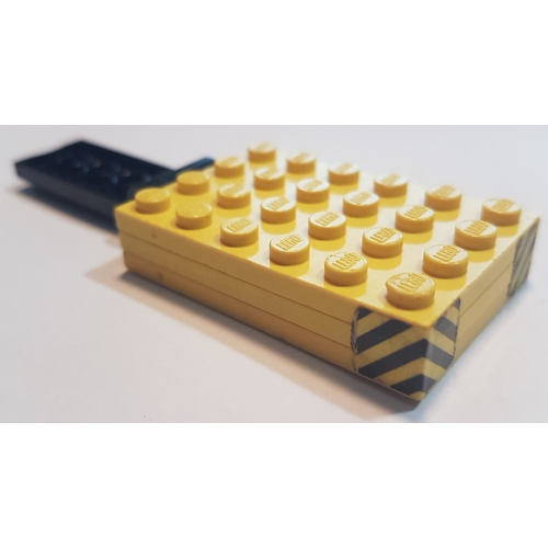 Деталь LEGO BA319pb01 Stickered Assembly 11 x 4 x 1 with Black and Yellow Chevrons Pattern on Both Sides (Stickers) - Set 641 - 2 Plate 1 x 6, 1 Plate 2 x 2, 2 Plate 4 x 6, 1 Hinge Plate 2 x 4