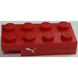 Stickered Assembly 4 x 2 x 2/3 with White Puma Logo On Red Background Pattern on Both Sides (Stickers) - Set 8157 - 1 Plate 2 x 3, 1 Plate 2 x 4