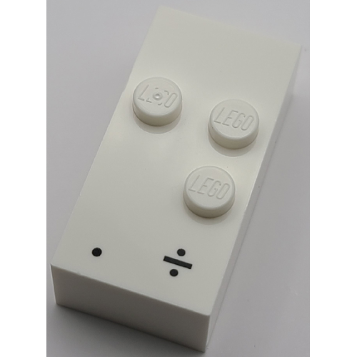 Деталь LEGO 65550pb04 Brick, Braille 2 x 4 with 3 Studs with Black Period (.) / Division Sign (÷) Pattern (dots-256 ⠲)
