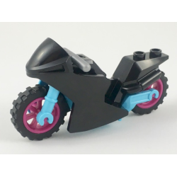 Motorcycle Sport Bike with Medium Azure Frame, Magenta Wheels and Flat Silver Handlebars