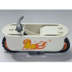 Stuntz Flywheel Motorcycle Bathtub Bike with Dark Bluish Gray Frame, Orange Wheels, and Light Bluish Gray Handlebars with Yellow and Orange Flaming Rubber Duck with Bubbles Pattern Stuntz Flywheel Motorcycle Bathtub Bike with Dark Bluish Gray Frame, Orange Wheels, and Light Bluish Gray Handlebars with Yellow and Orange Flaming Rubber Duck with Bubbles Pattern