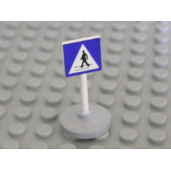 Road Sign with Post, Square with Man Crossing Pattern, Type 2 Base Road Sign with Post, Square with Man Crossing Pattern, Type 2 Base