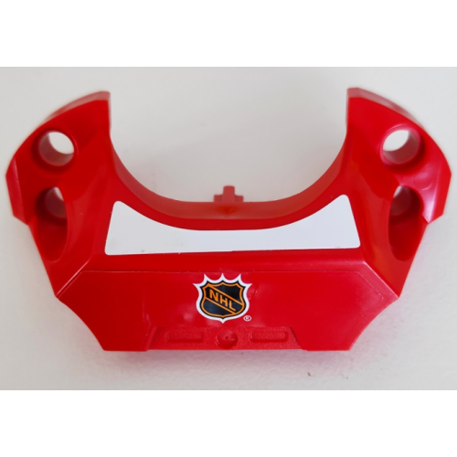Деталь LEGO 44791pb08 Sports Hockey Chest Protector with NHL Logo on Red Background and White Stripe Pattern (Stickers) - Set 3540