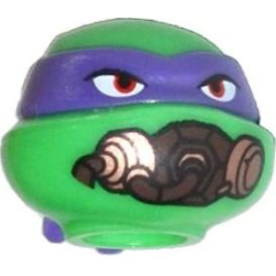 Minifigure, Head, Modified Ninja Turtle with Dark Purple Mask and Breathing Apparatus Pattern (Donatello)