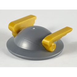 Minifigure, Headgear Hat, Flat with Wide Brim and Pearl Gold Wings Pattern Minifigure, Headgear Hat, Flat with Wide Brim and Pearl Gold Wings Pattern