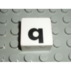 Duplo, Tile 2 x 2 x 1 with Black Lowercase Letter q Pattern