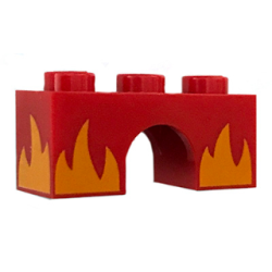 Arch 1 x 3 with Alternate Bright Light Orange Flames Pattern (Rage Kitty)