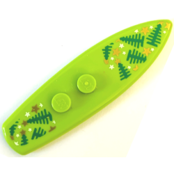 Minifigure, Utensil Surfboard Standard with Green Pine Trees and Gold and White Stars Pattern (BAM)