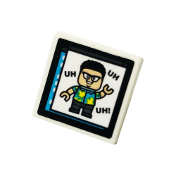 Road Sign 2 x 2 Square with Open O Clip with Monitor with 'UH UH UH!' and Minifigure Pattern (Sticker) - Set 75932