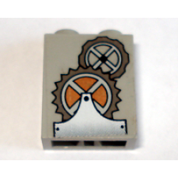 Brick 1 x 2 x 2 with Inside Axle Holder with Gears Pattern (Sticker) - Set 1382 Brick 1 x 2 x 2 with Inside Axle Holder with Gears Pattern (Sticker) - Set 1382