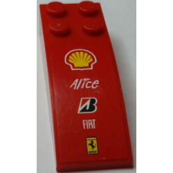 Slope, Curved 6 x 2 with Shell, Alice, Bridgestone, FIAT and Ferrari Logos Top and 'MUBADALA ABU DHABI' Both Sides Pattern (Stickers) - Sets 8168 / 8185