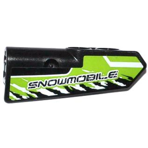 Деталь LEGO 11946pb009 Technic, Panel Fairing #21 Very Small Smooth, Side B with 'SNOWMOBILE' and Black and White Splatters Pattern (Sticker) - Set 42021