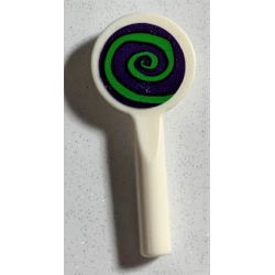 Minifigure, Utensil Signal Paddle with Green Spiral on Dark Purple Background Pattern (Sticker) - Set 75978