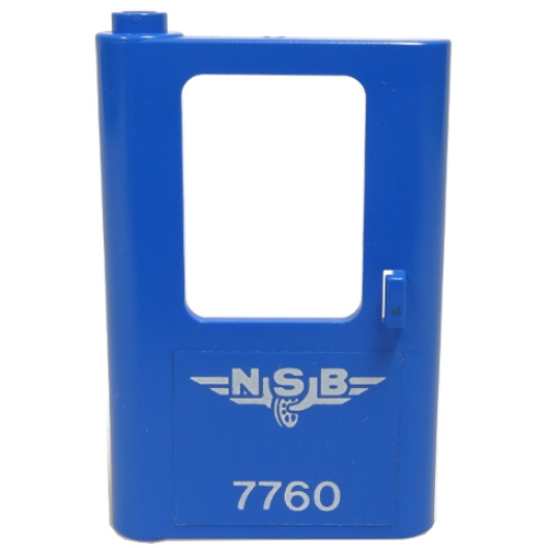 Деталь LEGO 4181pb062 Door 1 x 4 x 5 Train Left, Thin Support at Bottom with Norwegian 'NSB 7760' Pattern (Sticker) - Set 7760