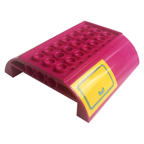 Деталь LEGO 54091pb02 Slope, Curved 8 x 8 x 2 Inverted Double with Medium Azure Hatch with Handle on Bright Light Orange Background Pattern on Both Sides (Stickers) - Set 41256