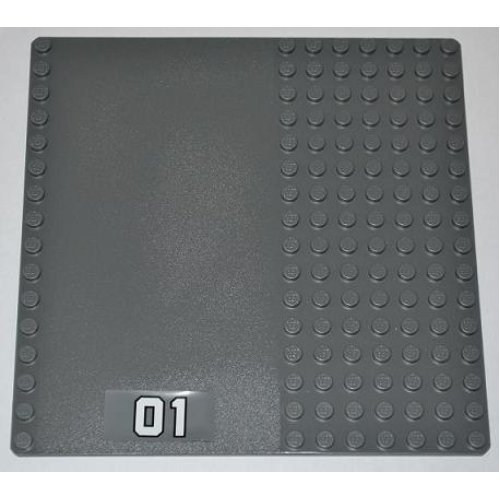 Деталь LEGO 30225pb03 Baseplate, Road 16 x 16 with White '01' Small Pattern (Sticker) - Set 7208