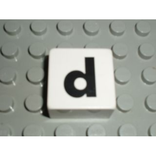 Деталь LEGO 2756pb339 Duplo, Tile 2 x 2 x 1 with Black Lowercase Letter d Pattern