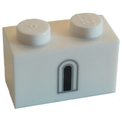 Brick 1 x 2 with Black and Light Bluish Gray Castle Window Pattern
