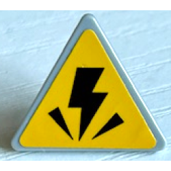 Road Sign 2 x 2 Triangle with Open O Clip with Electricity Danger Sign on Yellow Background Pattern (Sticker) - Set 75941