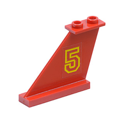 Tail 4 x 1 x 3 with Yellow Number 5 Pattern Model Left Side (Sticker) - Set 6679