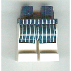 Hips and White Legs with Dark Blue Apron with White Stripes Pattern