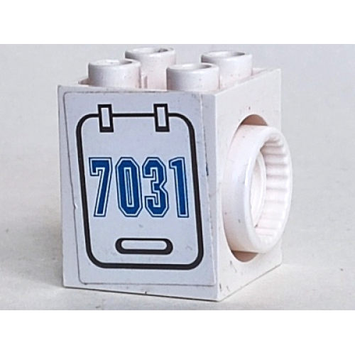 Деталь LEGO 41533pb01L Turntable 2 x 2 x 2 Side Facing Locking with Blue '7031' on Hatch Pattern Model Left Side (Sticker) - Set 7031