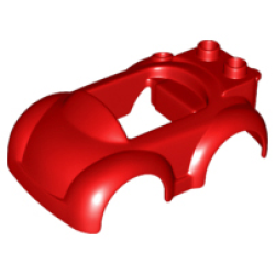 Duplo Car Body with 2 Studs on Back, Small Windshield and Hitch - Red Duplo Car Body with 2 Studs on Back, Small Windshield and Hitch - Red