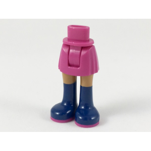 Деталь LEGO 92252c00pb024 Mini Doll Hips and Skirt, Medium Nougat Legs and Long Dark Blue Boots with Magenta Soles Pattern - Thick Hinge
