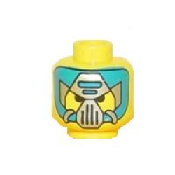 Minifigure, Head Alien with Blue and Silver Mask Type 3 Pattern