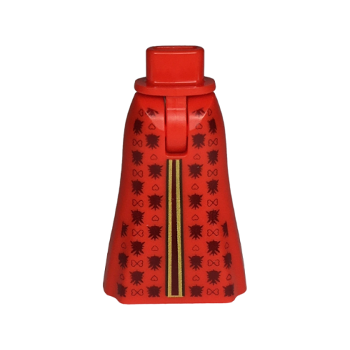 Деталь LEGO 36187c00pb020 Mini Doll Hips and Skirt Full Length with Dark Red Hearts and 2 Gold Stripes Pattern - Thin Hinge