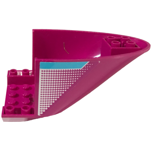 Деталь LEGO 87616pb014R Aircraft Fuselage Aft Section Curved Bottom 6 x 10 with Medium Azure Stripe and White Fading Dots Pattern Model Right Side (Sticker) - Set 41317