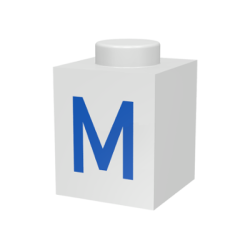 Brick 1 x 1 with Blue Capital Letter M Pattern Brick 1 x 1 with Blue Capital Letter M Pattern