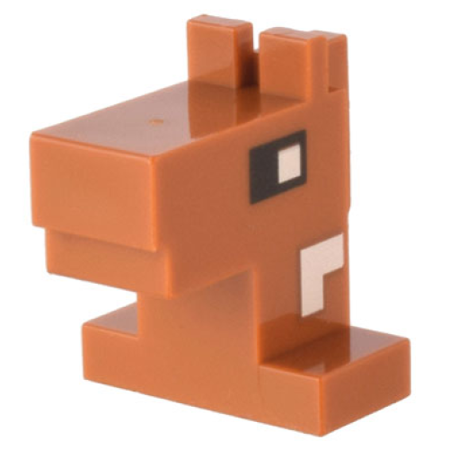 Деталь LEGO 25769pb06 Creature Head Pixelated Horse with Eyes and Side of Nose and Side of Neck Pattern (Minecraft Horse)