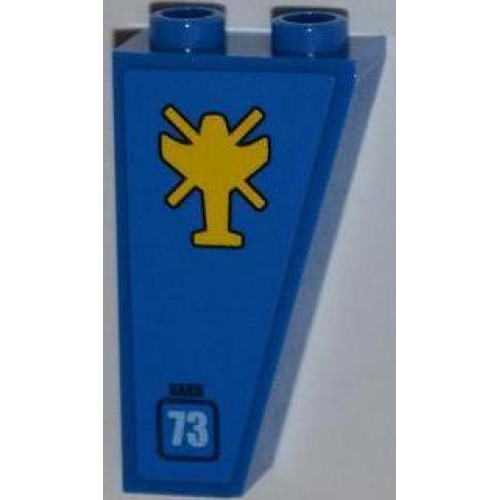 Деталь LEGO 2449pb004L Slope, Inverted 75 2 x 1 x 3 with Helicopter Outline, 'NABII' and Light Blue '73' Pattern Model Left Side (Sticker) - Set 7067