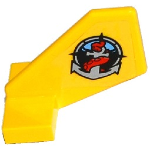 Деталь LEGO 44661pb023L Tail Shuttle, Small with Deep Sea Logo with Silver Anchor and Red Tentacle Pattern on Left Side (Sticker) - Set 60092