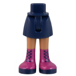 Mini Doll Hips and Skirt with Molded Medium Nougat Legs and Printed Magenta Boots with Dark Blue Laces and Soles Pattern - Thin Hinge Mini Doll Hips and Skirt with Molded Medium Nougat Legs and Printed Magenta Boots with Dark Blue Laces and Soles Pattern - Thin Hinge
