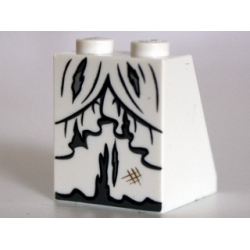 Slope 65 2 x 2 x 2 with Bottom Tube with Minifigure Dress / Skirt / Robe, Torn Pattern (Zombie Bride)