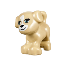 Dog, Friends Style, Puppy, Standing with Medium Azure Eyes with Outline, Black Nose and Mouth, White Blaze and Muzzle Pattern
